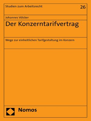 cover image of Der Konzerntarifvertrag